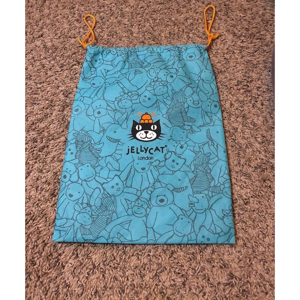 Jellycat London Drawstring Dust Bag Turquoise Blue Character Print Storage Pouch